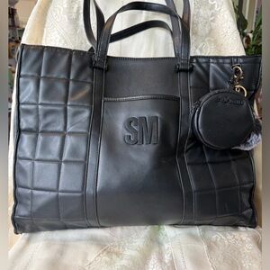 Steve Madden Black Quilted Tote Bag